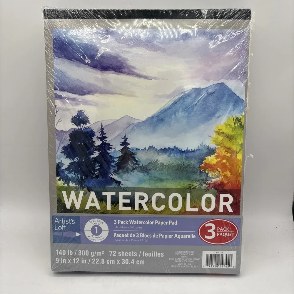 3 Pack Watercolor Paper Pad Artists Loft 24 Sheets Each 140lb 9×12